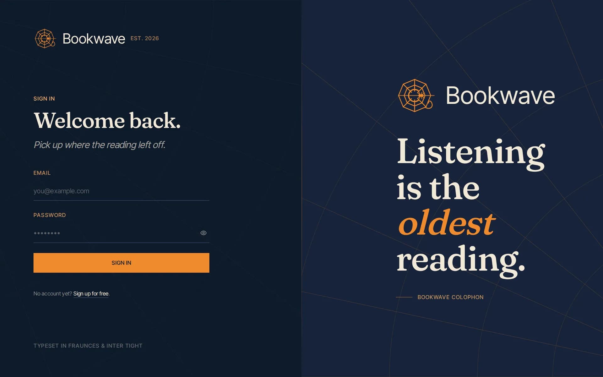 Bookwave sign-in: listening is the oldest reading